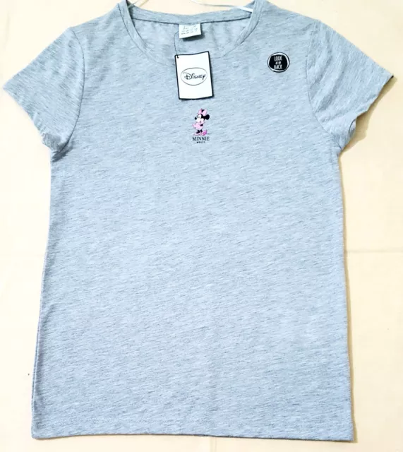 T-shirt officiel Primark Disney Minnie Mouse femmes/filles gris chiné neuf avec étiquettes 3