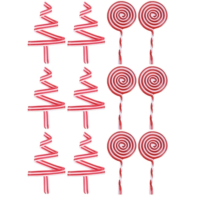 12 Pcs Lollipop Charm Plastic Christmas Candy Stick Xmas Tree Hanging Decor