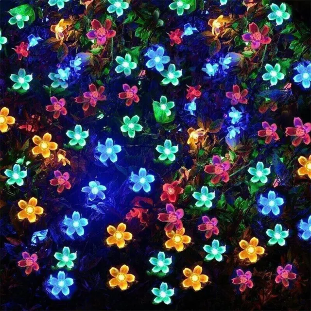 7M 50 LED Solar Powered Fairy String Flower Lights Outdoor Garden Wedding Party