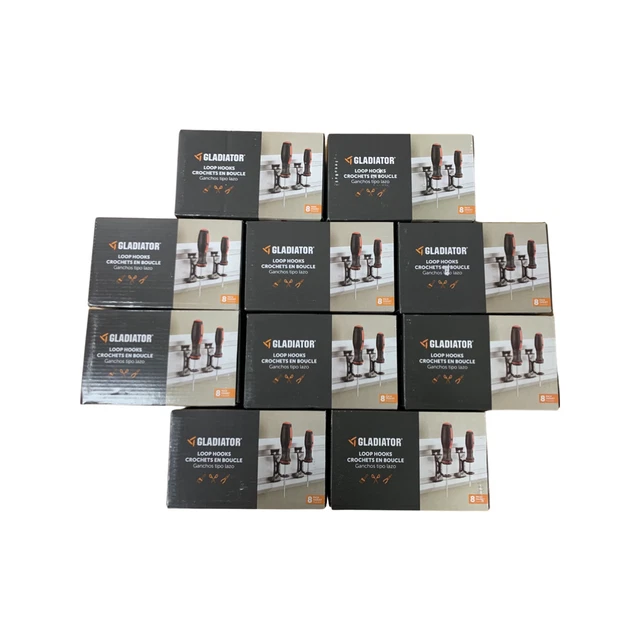 ¡NUEVO!  Gladiador - Gancho de bucle - Granito - Lote de 10 cajas de 8 (80 ganchos totales)