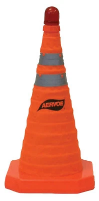 Collapsible Safety Cones, 18 In, Nylon, Orange Aervoe Industries Crown 1190