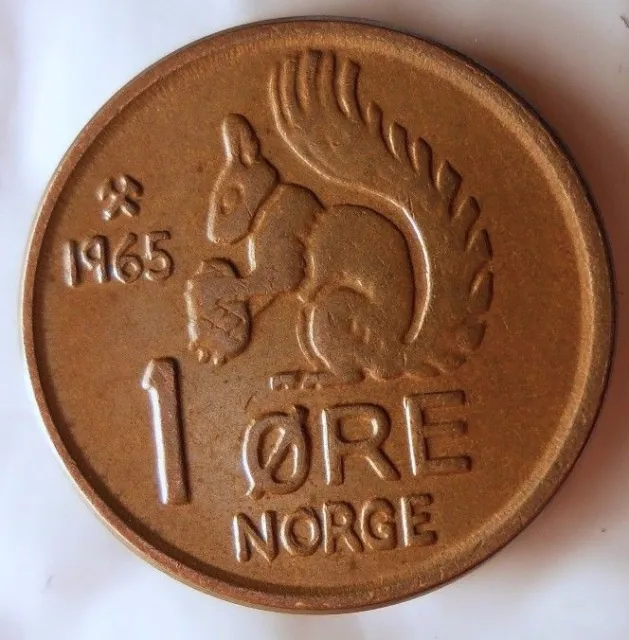 1965 NORWAY ORE - SQUIRREL COIN - High Grade - FREE SHIPPING - Norway Bin #5