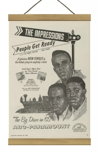 Rare Curtis Mayfield/Impressions Original Promo Ad, Mounted w/Magnetic Frame!