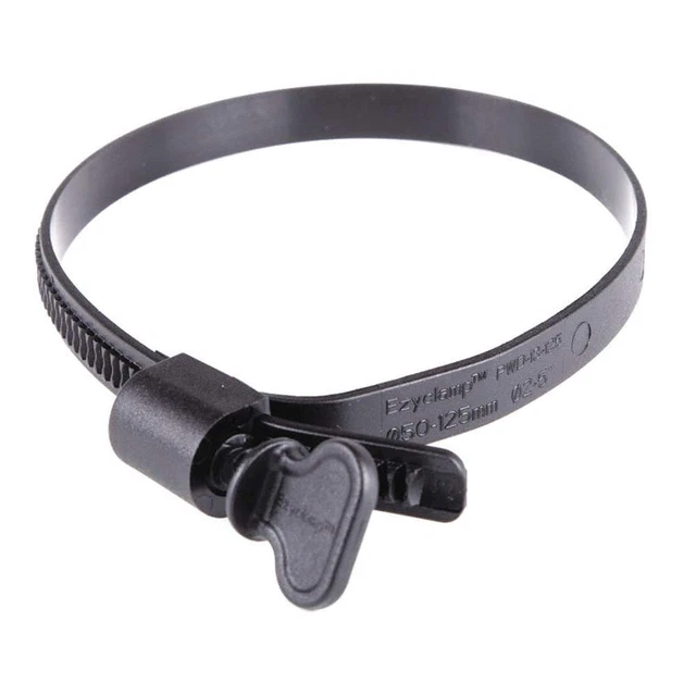 GRAINGER APPROVED PWD-13-125-WG-PA66-BK Plastic Hose Clamp,Wing Screw,PK10