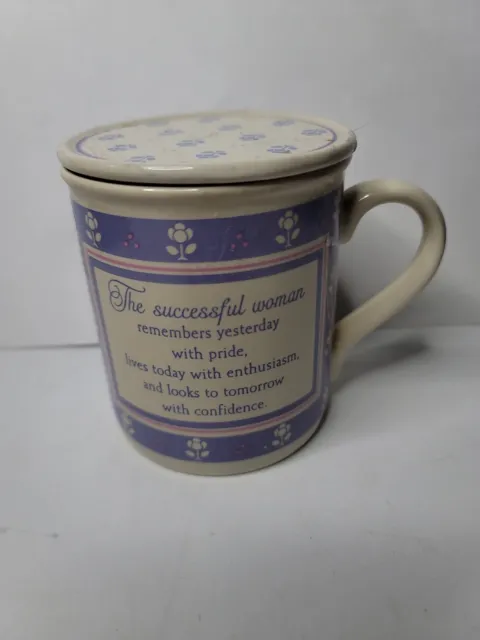 VTG 1985 Hallmark Mug Mates Coffee Cup w/ Lid "Successful Woman" Purple Pride