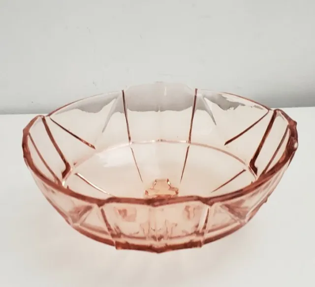 Mid-Century Pink Pressed Glass Footed Serving Bowl