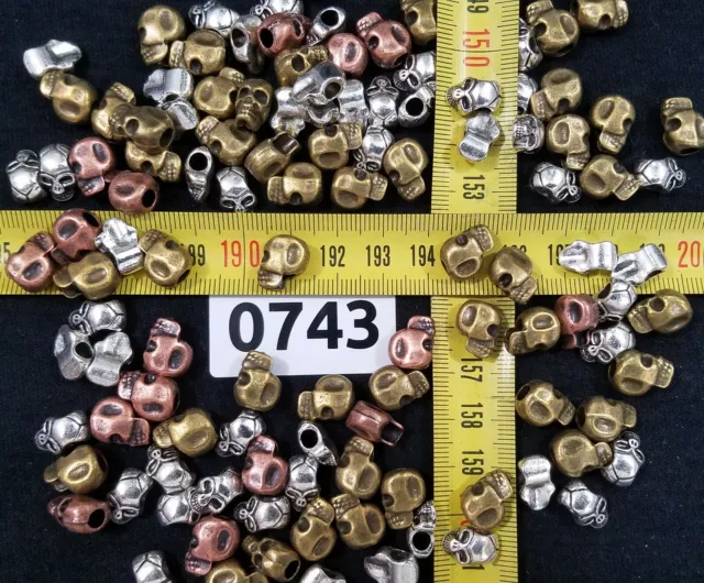110 Metall Totenkopfperlen Großloch Basteln Beads Skull EUR 0,25 pro Stk