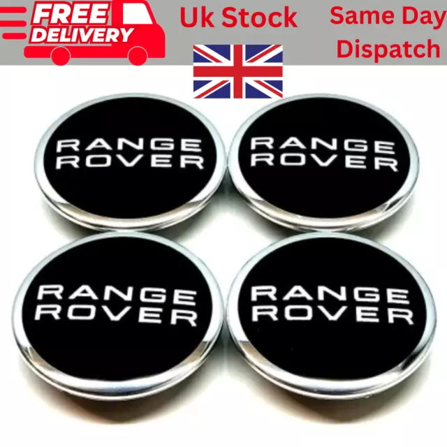 Black Chrome 63Mm Wheel Centre Caps Evoque Freelander  Range Rover X 4 UK