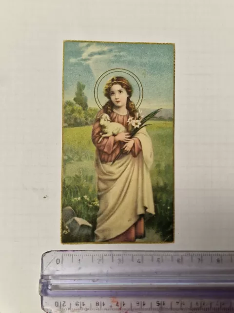 Santino Holy Card Santa Bambina Giglio e Agnellino  NB C/437 ZA1120 ^