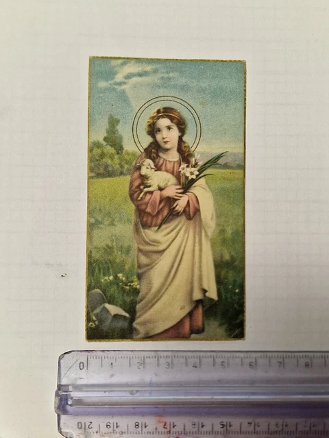 Santino Holy Card Santa Bambina Giglio e Agnellino  NB C/437 ZA1120 ^