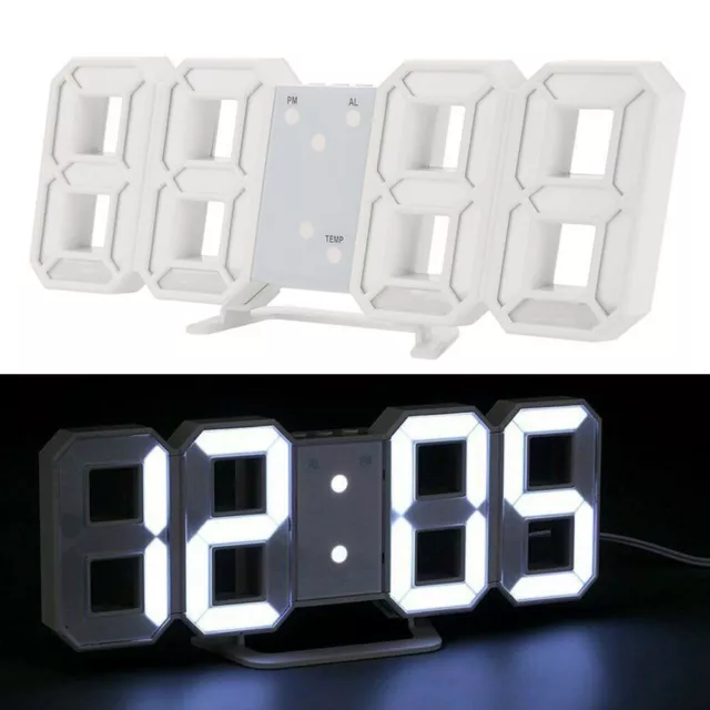 3D LED Digital Alarm Clock Large Table Wall Clock Dimmable Night light Snooze
