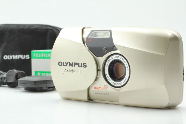 All Works[Near MINT / Case] Olympus µ mju II Black Point&Shoot Film Camera JAPAN