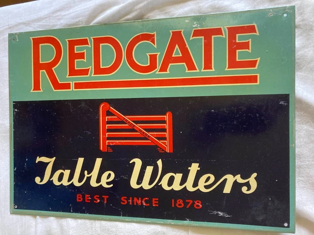 Regdate Table VINTAGE ORIGINAL REDGATE Table Waters Tin Advertising Sign slight wear ...