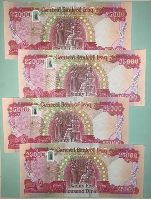 100,000 New Iraqi Dinar - 2020 - 4 x 25,000 IQD - 1/10 Million of Iraq Money