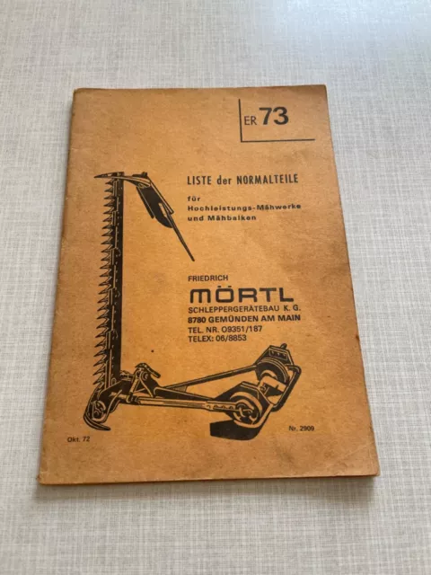 Mörtl Mähwerk, Ersatzteilliste ER73