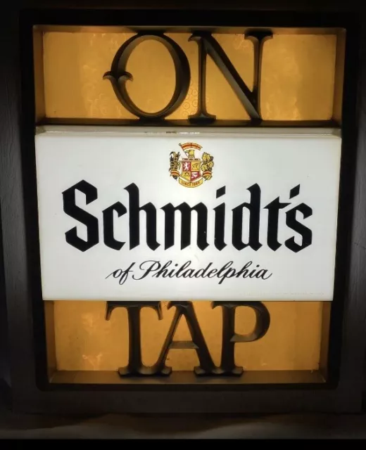 Vintage SCHMIDT'S ON TAP BEER LIGHTED SIGN Philadelphia Fluorescent Light 13x11