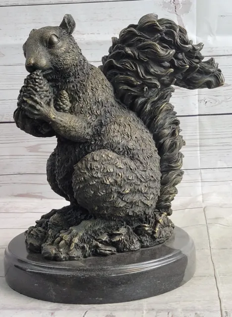 Único Hecho a Mano Bronce Escultura de Una Ardilla Obra de Arte Figura Hogar
