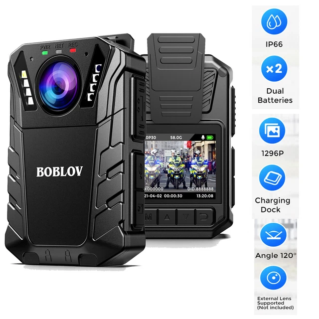 BOBLOV BODY CAMERA with Audio 128GB Build-in 2 Inch Display Night ...