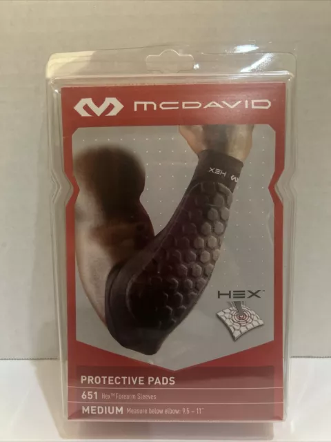 McDavid HEX 651 NEW Black Protective Pads Forearm Sleeves Size Medium 1 Pair