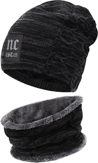Gorro Para Hombre Gorros De Invierno Hombres Para El Frio Con Bufanda Punto new 12