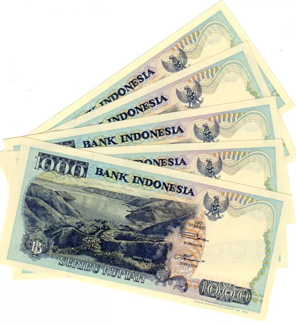 LOT 5 BILLETS Indonesie INDONESIA Billet 1000 RUPIAH 1992 P129  NEUF UNC