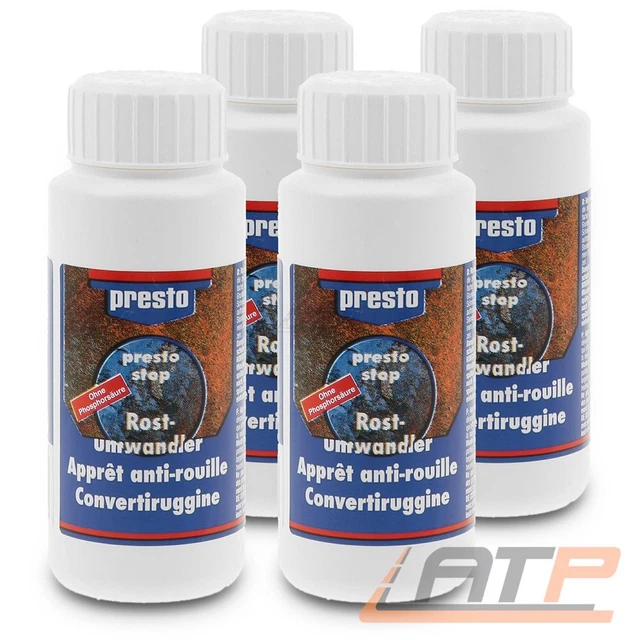 PRESTO 4x 100ml STOP CONVERTITORE RUGGINE PRIMER CONVERTITORE CORROSIONE ANTIRUGGINE
