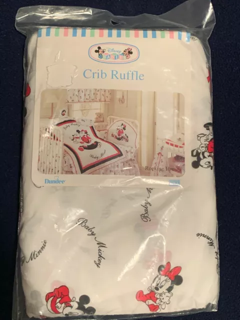 Vintage Disney Mickey Minnie Baby Crib Skirt Dust Ruffle Patchwork Dundee