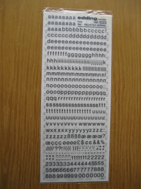 1 x Edding Untertasche & Nummer HELVETICA NORMAL 5 mm 18pt Transfer Ref. 1023