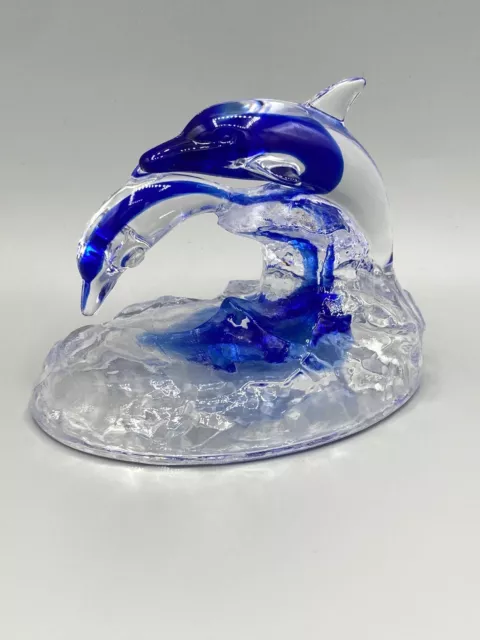 Glass Dolphin Blue And Clear Glass Ornament Bathroom Decoration