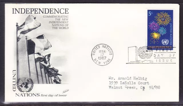 United Nations "Fleetwood"  - 1967 - 5c Independence First Day Cover Add