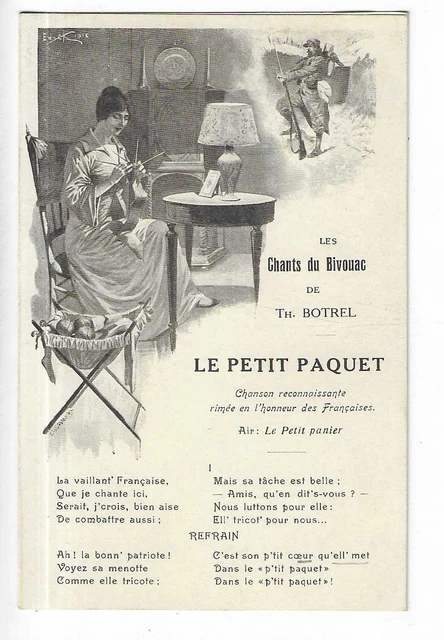Carte Fantaisie Militaire  Patriotique  Les Chants Du Bivouac Par Botrel