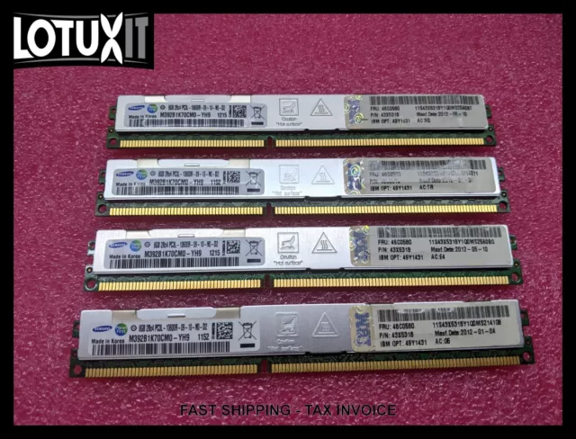 IBM Samsung 32GB (4x 8GB) PC3L-10600R VLP Memory Module 46C0580 PC3 DDR3 RAM
