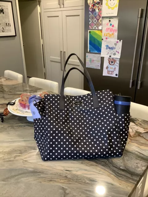 Kate Spade Xtra Large Black White Polka Dot Bag Tote Diaper Bag