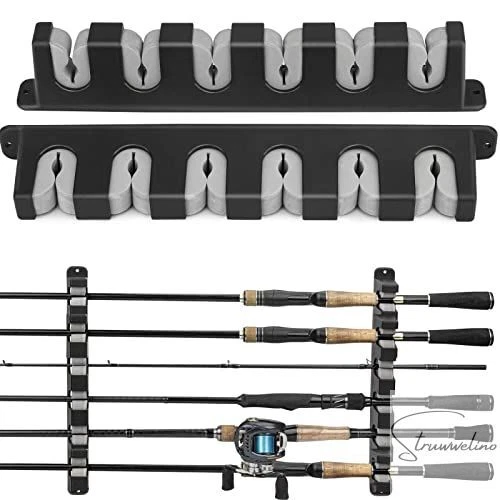 2 Paar Angelruten Halter Wandmontage - Für 6 Ruten, Blau, Horizontale & Vertikale Montage