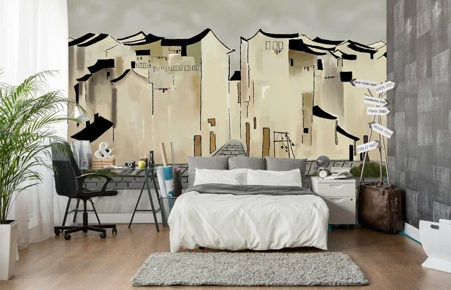 Papier Peint 3D Rétro Floral R1119 - Autocollant Mural Panda Commerce - Neuf