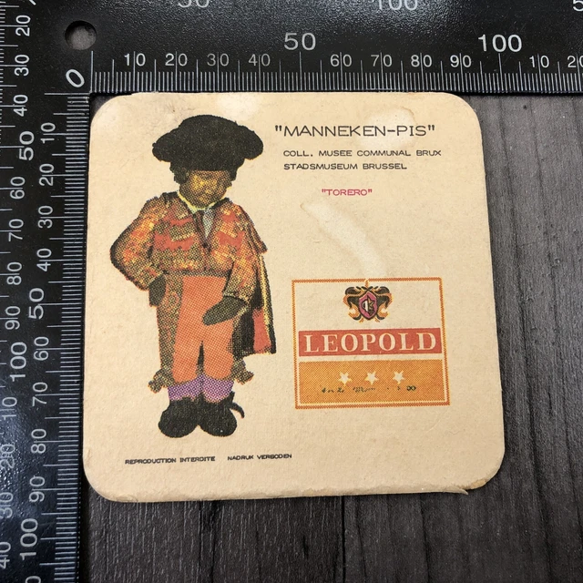 Authentic Vintage Cardboard Beer Mat Coaster Manneken-Pis Leopold Torero
