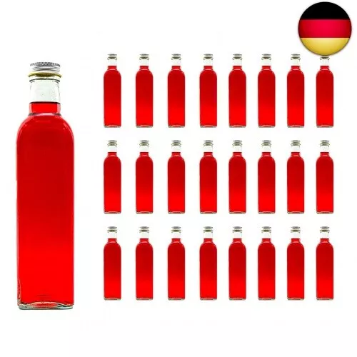 casavetro 24 Leere Glas-Flaschen 250ml eckig MAR Saftflasche Likör Schnaps