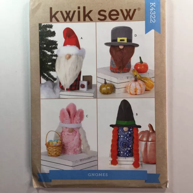 KwikSew 4322 Gnome Gone Christmas Pilgrim Easter Halloween Toy New Uncut Pattern