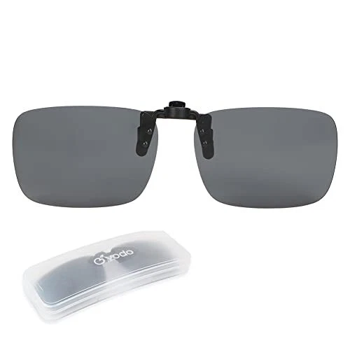 yodo Upgraded Polarized Flip up Clip on Sunglasses Over Prescription Glasses ...