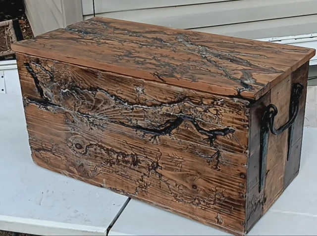 1950's Trunk Chest train crate Fractal art very Unique