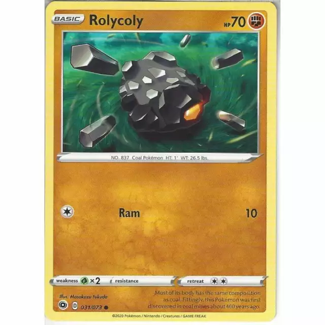 031/073 Rolycoly | Common Card Pokemon TCG Sword & Shield 3.5 Champion's Path