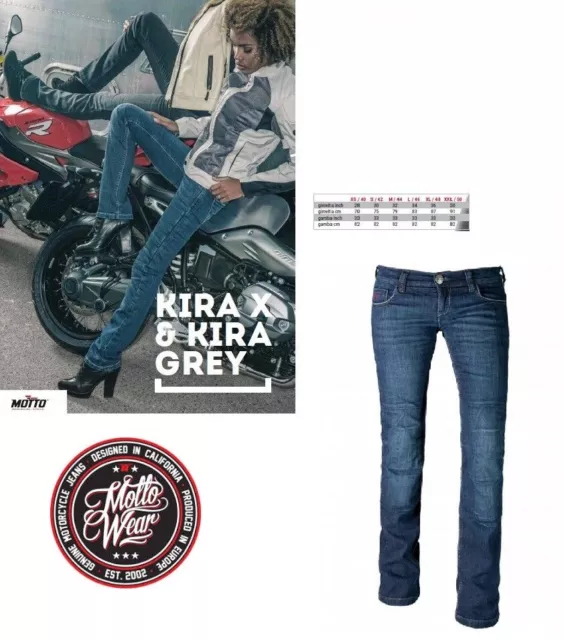 Jeans Moto MOTTO Femme Lady Kira Bleu Fibre Protections Homologué TAILLE XS (40)