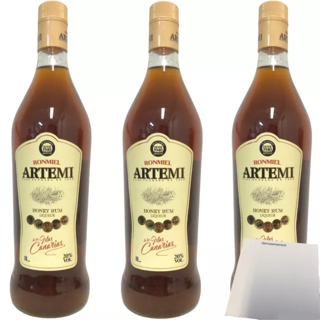Artemi Ron Miel Canario Rum mit Honig 20%vol. 3x1 Liter usy Block