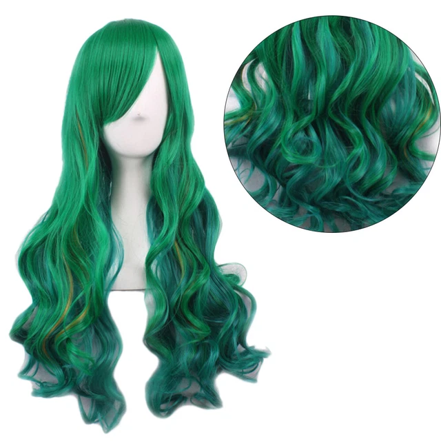 Green Wig Long Curly 27. 5 Wig Wig Harajuku Style