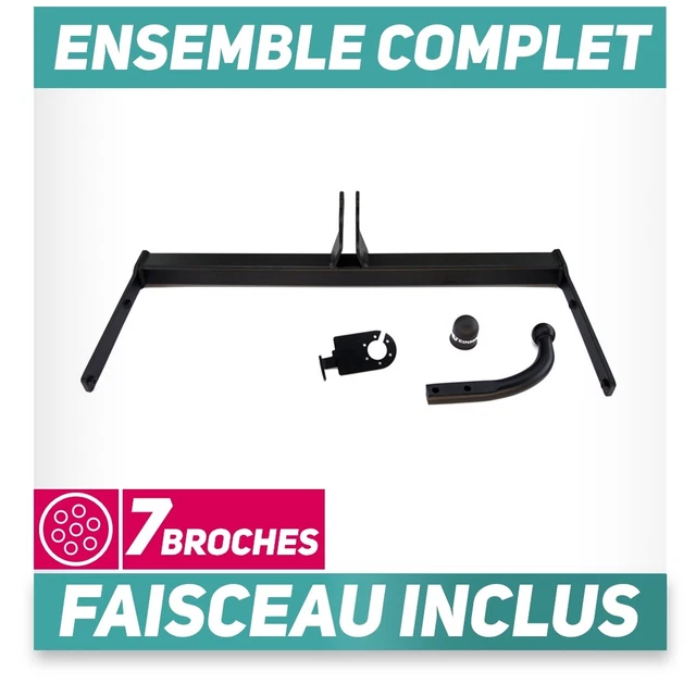 Attelage Rigide Avec Faisceau électrique 7 Broches Pour Citroën C1 I (2005-2014) - Neuf - Capacité 500kg