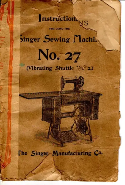 3 Antique Singer Docs Attachments #11, #27 Vibrating Shuttle #2, & 1906 Almanac
