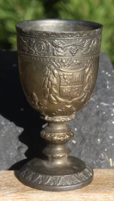 Set (4) Corbell & Co. Antique, Vintage, Medieval Metal Chalice, Goblet, English?