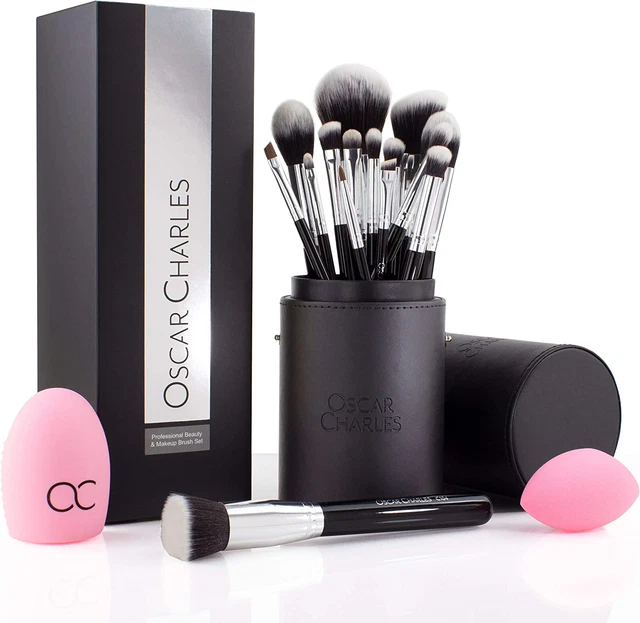 Oscar Charles 17 Pezzi: Set Di Pennelli per Trucco Professionale Con Frullatore