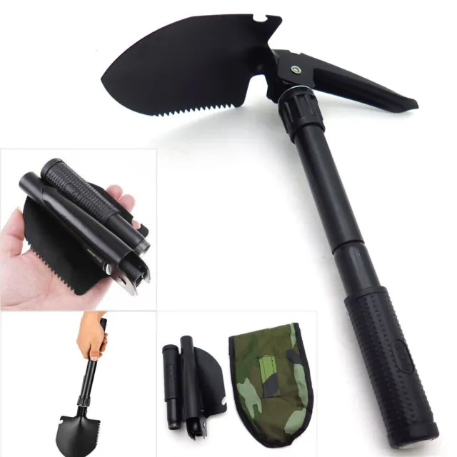 Compact Military Foldable Shovel/Spade with Pick, Army Entrenching Tool in Pouch