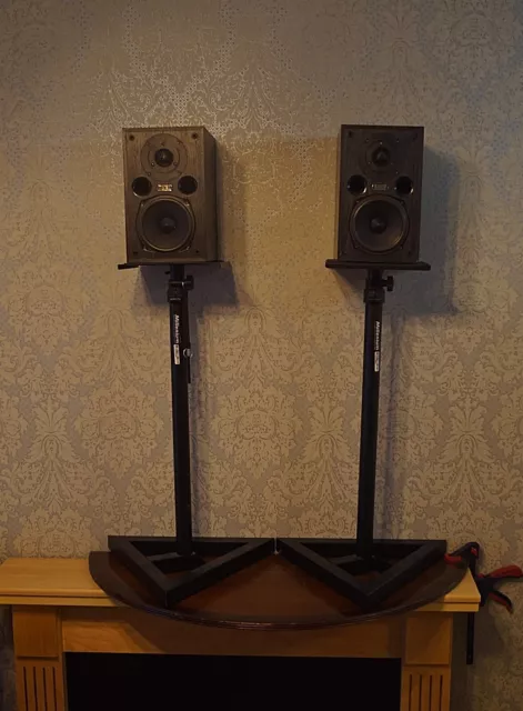 Acoustic Energy speakers 100 series model AE100 with stands.